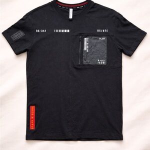 Black N Blanc Techwear Graphic Pocket Tee Medium Black Utility Streetwear